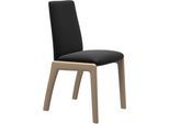 Polsterstuhl STRESSLESS "Laurel", schwarz (schwarz paloma, eiche natur), B:57cm H:92cm T:59cm, Leder PALOMA: PALOMA ist ein durchgefärbtes Semianilin-Möbelleder mit natürlicher Narbung., Stühle, Polsterstuhl, Low Back, Größe M, mit abgerundeten Beinen in Eiche natur