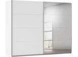Schwebetürenschrank OTTO HOME "Kleiderschrank Schrank Garderobe Schlafzimmerschrank THANOS", weiß (alpinweiß mit spiegel), B:271cm H:229cm T:62cm, Holzwerkstoff, Schränke, Schwebetürenschrank, Optional mit Spiegel, Metall-Griffleisten alufarben MADE IN GERMANY