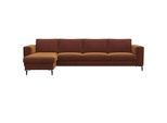 Ecksofa FLEXLUX "Fiore, L-Form", braun (cognac), B:295cm H:85cm T:159cm, 100% Polyester, Sofas, Ecksofa, breite Armlehnen, Kaltschaum, Füße Alu+schwarz