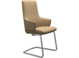 Polsterstuhl STRESSLESS "Laurel", beige (sand paloma, chrom matt), B:58cm H:105cm T:60cm, Leder PALOMA: PALOMA ist ein durchgefärbtes Semianilin-Möbelleder mit natürlicher Narbung., Stühle, Polsterstuhl, High Back mit Armlehne, Größe L, mit Beinen aus Stahl in Chrom matt