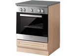 Herdumbauschrank WIHO KÜCHEN "Linz", braun (front: landhaus eiche, korpus: sonoma eiche, arbeitsplatte: granit grau), B:60cm H:85cm T:60cm, Schränke, Herdumbauschrank, 60 cm breit, in Landhaus-Optik