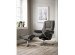Relaxsessel STRESSLESS "Mayfair", grau (metal grau paloma), B:83cm H:102cm T:74cm, Leder PALOMA: PALOMA ist ein durchgefärbtes Semianilin-Möbelleder mit natürlicher Narbung., Sessel, Relaxsessel, mit Hocker, mit Cross Base, Größe S, M & L, Holzakzent Schwarz