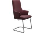 Polsterstuhl STRESSLESS "Laurel", rot (bordeaux batick, chrom glänzend), B:58cm H:105cm T:60cm, Leder BATICK: BATICK ist ein leicht korrigiertes, durchgefärbtes und genarbtes Möbelleder, bei dem die meisten Unebenheiten und Spuren in der Regel entfernt wurden., Stühle, Polsterstuhl, High Back mit Armlehne, Größe L, mit Beinen aus Stahl in Chrom