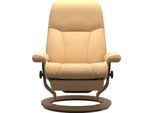 Relaxsessel STRESSLESS "Consul", beige (gelb batick), B:85cm H:100cm T:77cm, Leder BATICK: BATICK ist ein leicht korrigiertes, durchgefärbtes und genarbtes Möbelleder, bei dem die meisten Unebenheiten und Spuren in der Regel entfernt wurden.;Leder PALOMA: PALOMA ist ein durchgefärbtes Semianilin-Möbelleder mit natürlicher Narbung.;ROHLEDER Stoff Q2 FARON: Ein fester zuverlässiger Bouclé mit einem