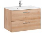 Waschtisch WELLTIME "Portofino", braun (buchefarben), B:80cm H:54cm T:48cm, Waschtische, Waschtisch, mit Soft-Close-Funktion