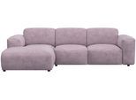 Ecksofa FLEXLUX "Lucera Chaislongue rechts oder links, L-Form, bequem", lila (soft lavender), B:251cm H:73cm T:171cm, 85% Polyester/15%Polyamide, Sofas, Ecksofa, modern & anschmiegsam, Kaltschaum, Stahl-Wellenunterfederung