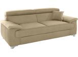 2-Sitzer DOMO COLLECTION "Mira inklusive Kopfteilverstellung für mehr Wohlfühlkomfort", beige, B:185cm H:78cm T:100cm, Zierkissen: Entsprechend jeweiligem Bezug.;Struktur (100% Polyester);Struktur fein (100% Polyester);Luxus-Microfaser (92% Polyester, 8% Nylon), Sofas, 2-Sitzer, elegant und modern, komfortabel, frei im Raum stellbar