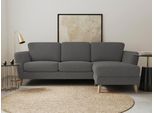 Ecksofa HOME AFFAIRE "MARSEILLE (242/152cm),L-Form, Rec. rechts/links", grau (dunkelgrau), B:242cm H:88cm T:152cm, 68% Polypropylene, 32% Polyester, Sofas, Ecksofa, Massivholzbeine Eiche, Landhausstil, Wellenunterfederung