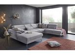 Wohnlandschaft SIT & MORE "Percy U-Form", silber, B:343cm H:77cm T:235cm, Sofas, Wohnlandschaft, 12 cm Fußhöhe, Sitztiefenverstellung, wahlweise in 2 Fußfarben