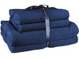 Handtuch Set KLEINE WOLKE "RELAX, 4 Stück (2 Handtücher 50x10 + 2 Duschtücher 70x140)", blau (atlantikblau), 4 Stk., Frottier, Frottier, Obermaterial: 100% Baumwolle, Handtuch-Sets, Handtuch Set, moderne Melangeoptik, Handtücher, Duschtücher, mit Bordüre
