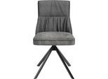 Esszimmerstuhl BYLIVING "California", grau (anthrazit, schwarz), B:50cm H:89cm T:56cm, Metall, Stühle, Esszimmerstuhl, 2er-Set, mit Taschenfederkern, 180 Grad drehbar mit Rückholfunktion