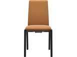 Polsterstuhl STRESSLESS "Laurel", braun (new caramel batick, schwarz), B:57cm H:92cm T:59cm, Leder BATICK: BATICK ist ein leicht korrigiertes, durchgefärbtes und genarbtes Möbelleder, bei dem die meisten Unebenheiten und Spuren in der Regel entfernt wurden., Stühle, Polsterstuhl, Low Back, Größe M, mit abgerundeten Beinen in Schwarz
