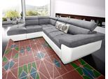 Ecksofa COTTA "Speedway L-Form", weiß, grau, B:262cm H:79cm T:102cm, Kunstleder SOFTLUX / Struktur (100% Polyester);Edles Flachgewebe (100% Polyester) / Feine Struktur (100% Polyester);Kunstleder SOFTLUX / Luxus-Microfaser (100% Polyester), Sofas, Ecksofa, mit Kopfteilverstellung, wahlweise mit Bettfunktion & Bettkasten