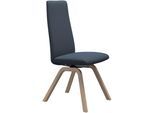 Polsterstuhl STRESSLESS "Laurel", blau (blau dinamica, eiche natur), B:49cm H:105cm T:60cm, Microfaser DINAMICA (88% Polyester, 12% Polyurethan), Stühle, Polsterstuhl, High Back, Größe M, mit schräggestellten Beinen in Eiche natur