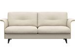 2,5-Sitzer FLEXLUX "Glow Sofa, Couch", weiß (warm weiß), B:191cm H:81cm T:91cm, 100% Echteder, Sofas, 2 5-Sitzer, Premium-Sitz: Kaltschaum & Federkern, Arml. Walnuss, Fuß schwarz