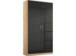 Drehtürenschrank RAUCH "Kleiderschrank Schrank Garderobe Schlafzimmerschrank CELLE", grau (eiche sonoma, hochglanz effektgrau, griffe alu), B:91cm H:197cm T:54cm, Holzwerkstoff, Schränke, Drehtürenschrank, in 4 Breiten und 2 Höhen, optional mit Schubkästen MADE IN GERMANY