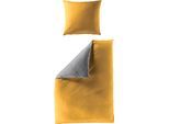 Wendebettwäsche BIERBAUM "elegant uni", gelb (curry), B/L: 155cm x 220cm, 1 Stk., 1 Stk., Mako-Satin, B/L: 80cm x 80cm, 2 Stk., Mako-Satin, Obermaterial: 100% Baumwolle, Bettwäsche, Wendebettwäsche, in schönen Uni-Tönen
