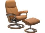 Relaxsessel STRESSLESS "Consul", braun (new caramel), B:82cm H:102cm T:72cm, Leder BATICK: BATICK ist ein leicht korrigiertes, durchgefärbtes und genarbtes Möbelleder, bei dem die meisten Unebenheiten und Spuren in der Regel entfernt wurden.;Leder PALOMA: PALOMA ist ein durchgefärbtes Semianilin-Möbelleder mit natürlicher Narbung.;ROHLEDER Stoff Q2 FARON: Ein fester zuverlässiger Bouclé mit einem