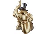 Tierfigur GILDE "Elefant Maroni", gold (goldfarben), B:15cm H:29cm T:24cm, Kunstharz, Dekofiguren, Tierfigur
