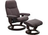 Relaxsessel STRESSLESS "Consul", rot (bordeaux paloma), B:72cm H:94cm T:70cm, Sessel, Relaxsessel, mit Hocker, mit Classic Base, Größe S, Gestell Braun