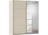 Schwebetürenschrank OTTO HOME "Kleiderschrank Schrank Garderobe Schlafzimmerschrank THANOS", beige (beige (champagner) mit spiegel), B:181cm H:210cm T:62cm, Holzwerkstoff, Schränke, Schwebetürenschrank, Optional mit Spiegel, Metall-Griffleisten alufarben MADE IN GERMANY