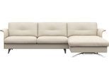 Ecksofa FLEXLUX "Glow, super bequem durch hochwertigem Sitzaufbau mit Federkern, L-Form", weiß (warm weiß), B:273cm H:81cm T:158cm, 100% Echteder, Sofas, Ecksofa, Modernes skandinavisches Design