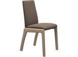 Polsterstuhl STRESSLESS "Laurel", braun (mole batick, eiche natur), B:57cm H:92cm T:59cm, Leder BATICK: BATICK ist ein leicht korrigiertes, durchgefärbtes und genarbtes Möbelleder, bei dem die meisten Unebenheiten und Spuren in der Regel entfernt wurden., Stühle, Polsterstuhl, Low Back, Größe M, mit abgerundeten Beinen in Eiche natur