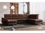 Wohnlandschaft SIT & MORE "Astoria U-Form", braun (dunkelbraun), B:329cm H:91cm T:225cm, 100% Polyester, Sofas, Wohnlandschaft, wahlweise mit motorischer Relaxfunktion