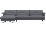 Ecksofa FLEXLUX "Glow Designsofa, bequem und komfortabel durch hochwertigen Sitzaufbau", blau (navy blau), B:305cm H:81cm T:158cm, 62% Polyester/17%Baumwolle/14%Viscose/7%Leinen, Sofas, Ecksofa, L-Form, Modernes skandinavisches Design