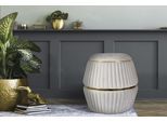 Sitzhocker KAYOOM "Hocker Doric, trendiger Look, ästhetische Farbgebung, schöne Steppung", grau (taupe, gold), B:51,5cm H:53cm T:51,5cm, Bezug: 50% Baumwolle 50% Acryl / Korpus: Pappelholz, Hocker, Sitzhocker, komfortabel, hochqualitativ, pflegeleicht, in vielen Räumen zuhause