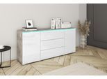 Sideboard HOME AFFAIRE "VERA, grifflos", grau (betonoptik, weiß hochglanz), B:150cm H:67,9cm T:39,5cm, Sideboards, Sideboard, verstellbare Einlegeböden, Wahlweise mit oder ohne Beleuchtung