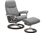 Relaxsessel STRESSLESS "Consul", grau (wild dove batick), B:78cm H:97cm T:70cm, Leder BATICK: BATICK ist ein leicht korrigiertes, durchgefärbtes und genarbtes Möbelleder, bei dem die meisten Unebenheiten und Spuren in der Regel entfernt wurden.;Leder PALOMA: PALOMA ist ein durchgefärbtes Semianilin-Möbelleder mit natürlicher Narbung.;ROHLEDER Stoff Q2 FARON: Ein fester zuverlässiger Bouclé mit ein