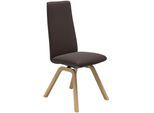 Polsterstuhl STRESSLESS "Laurel", braun (chocolate paloma, eiche natur), B:49cm H:105cm T:60cm, Leder PALOMA: PALOMA ist ein durchgefärbtes Semianilin-Möbelleder mit natürlicher Narbung., Stühle, Polsterstuhl, High Back, Größe M, mit schräggestellten Beinen in Eiche natur