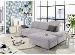 Ecksofa "SO4100 V", silber, B:284cm H:80cm T:190cm, SET ONE BY MUSTERRING, Sofas, Ecksofa, mit verstellbaren Kopfteilen, wahlweise mit Funktionen, Cord-Bezug