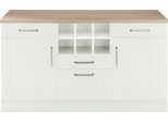 Unterschrank KOCHSTATION "KS-Stockholm", weiß (weiß matt), B:150cm H:85cm T:60cm, MDF, Schränke, Unterschrank, 150 cm breit, hochwertige MDF-Fronten mit Fräsung, viel Stauraum