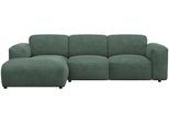 Ecksofa FLEXLUX "Lucera Chaislongue rechts oder links, L-Form, bequem", grün (dusty grün), B:251cm H:73cm T:171cm, 85% Polyester/15%Polyamide, Sofas, Ecksofa, modern & anschmiegsam, Kaltschaum, Stahl-Wellenunterfederung