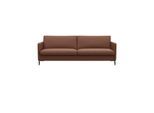 3-Sitzer FLEXLUX "Fiore, super Sitzkomfort durch Kaltschaum im Sitz", braun (old chesnut), B:214cm H:85cm T:92cm, 100% Echteder, Sofas, 3-Sitzer, schmale Armlehnen, Füße Alu+schwarz