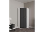 Eckkleiderschrank PRIESS "Barcelona Kleiderschrank Ecklösung Raumwunder", schwarz-weiß (weiß, schwarz), B:78cm H:193cm T:78cm, Holzwerkstoff, Schränke, Eckkleiderschrank, in 2 Tiefen Schrank Eckschrank Garderobe