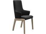 Polsterstuhl STRESSLESS "Laurel", schwarz (schwarz paloma, walnuss), B:58cm H:105cm T:60cm, Leder PALOMA: PALOMA ist ein durchgefärbtes Semianilin-Möbelleder mit natürlicher Narbung., Stühle, Polsterstuhl, High Back mit Armlehne, Größe L, mit abgerundeten Beinen in Walnuss