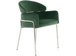 Polsterstuhl KAYOOM "Stuhl Corey 125, komfortabler Stuhl,angesagter Retro-Look", grün (grün, silber), B:58cm H:79cm T:57cm, Sitz: Bezug 100% Polyester / Gestell: Edelstahl, Stühle, Polsterstuhl, samtweicher Bezug, pflegeleicht, sehr gemütlich, angesagter Retro-Look