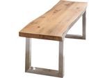 Bank HOME AFFAIRE "Tristan", beige (natur, silber), B:160cm H:45cm T:38cm, Sitzbänke, Bank, aus Massivholz Eiche