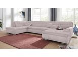 Wohnlandschaft DOMO COLLECTION "Aversa U-Form", grau (taupe), B:364cm H:83cm T:201cm, Luxus-Microfaser (100% Polyester);Struktur (100% Polyester);Struktur weich (100% Polyester), Sofas, Wohnlandschaft, wahlweise mit Bettfunktion, frei im Raum stellbar
