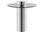 Beistelltisch KAYOOM "Ontario 125, Runde Glasplatte aus Sicherheitsglas, 100% Edelstahl", grau (silber, grau, silber, grau), B:46cm H:52cm T:46cm, 100% Edelstahl, Sicherheitsglas, Tische, Beistelltisch, Minimalistisches Design, Säulengestell, pflegeleicht