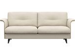 2,5-Sitzer FLEXLUX "Glow Sofa, Couch, Premium-Sitzkomfort: Kaltschaum & Federkern", weiß (warm weiß), B:191cm H:81cm T:91cm, 100% Echteder, Sofas, 2 5-Sitzer, Armlehnenblende in geölter Eiche, Fuß schwarz