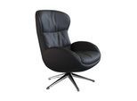 Relaxsessel FLEXLUX "Haze, hervorragender Komfort, Alu Fuß, organisches Design, ergonomisch", schwarz (deep schwarz), B:70cm H:104cm T:79cm, 100% Echtleder, Sessel, Relaxsessel, Rückenteilverstellung, drehbar, Fuß Alu