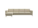 Ecksofa FLEXLUX "Fiore, super bequem durch hochwertigen Sitzaufbau mit Kaltschaum", beige (sandy beige), B:295cm H:85cm T:159cm, 100% Polyester, Sofas, Ecksofa, breite Armlehnen, Füße Alu+ Eiche, L-Form
