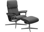 Relaxsessel STRESSLESS "Admiral", grau (grau batick), B:84cm H:100cm T:73cm, Leder BATICK: BATICK ist ein leicht korrigiertes, durchgefärbtes und genarbtes Möbelleder, bei dem die meisten Unebenheiten und Spuren in der Regel entfernt wurden., Sessel, Relaxsessel, mit Cross Base, Größe M & L, Holzakzent Schwarz