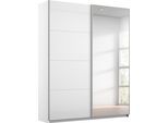 Schwebetürenschrank OTTO HOME "Kleiderschrank Schrank Garderobe Schlafzimmerschrank THANOS", weiß (alpinweiß, hochglanz weiß mit spiegel), B:136cm H:229cm T:62cm, Holzwerkstoff, Schränke, Schwebetürenschrank, Optional mit Spiegel, Metall-Griffleisten alufarben MADE IN GERMANY