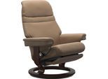 Relaxsessel STRESSLESS "Sunrise", braun (almond paloma), B:79cm H:103cm T:78cm, Leder BATICK: BATICK ist ein leicht korrigiertes, durchgefärbtes und genarbtes Möbelleder, bei dem die meisten Unebenheiten und Spuren in der Regel entfernt wurden.;Leder PALOMA: PALOMA ist ein durchgefärbtes Semianilin-Möbelleder mit natürlicher Narbung.;ROHLEDER Stoff Q2 FARON: Ein fester zuverlässiger Bouclé mit ein