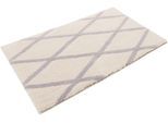 Badematte HOMIE LIVING "San Bosa", beige (beige, silberfarben), H:20mm, Polyester, Badematten, Badematte, Badteppich, modernes Rauten Design, waschbar, Badezimmerteppich